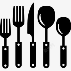 工具集餐具五件图标高清图片