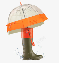 雨伞和雨鞋元素素材