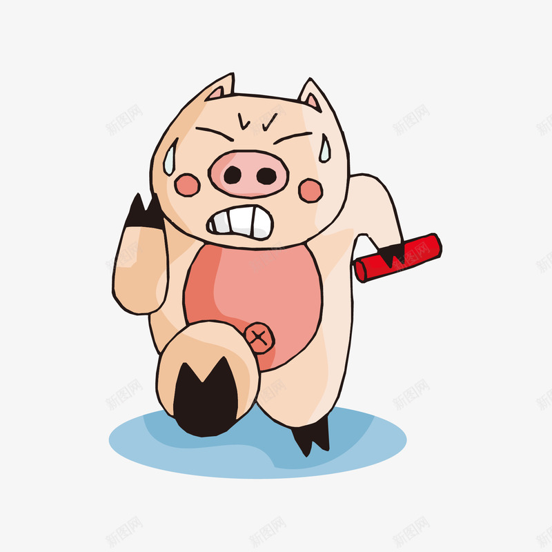 跑步的小猪png免抠素材_新图网 https://ixintu.com 动物 卡通 流汗 跑步