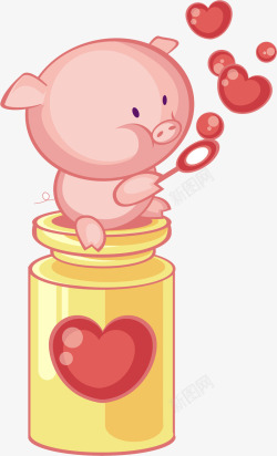 可爱罐子卡通小猪高清图片