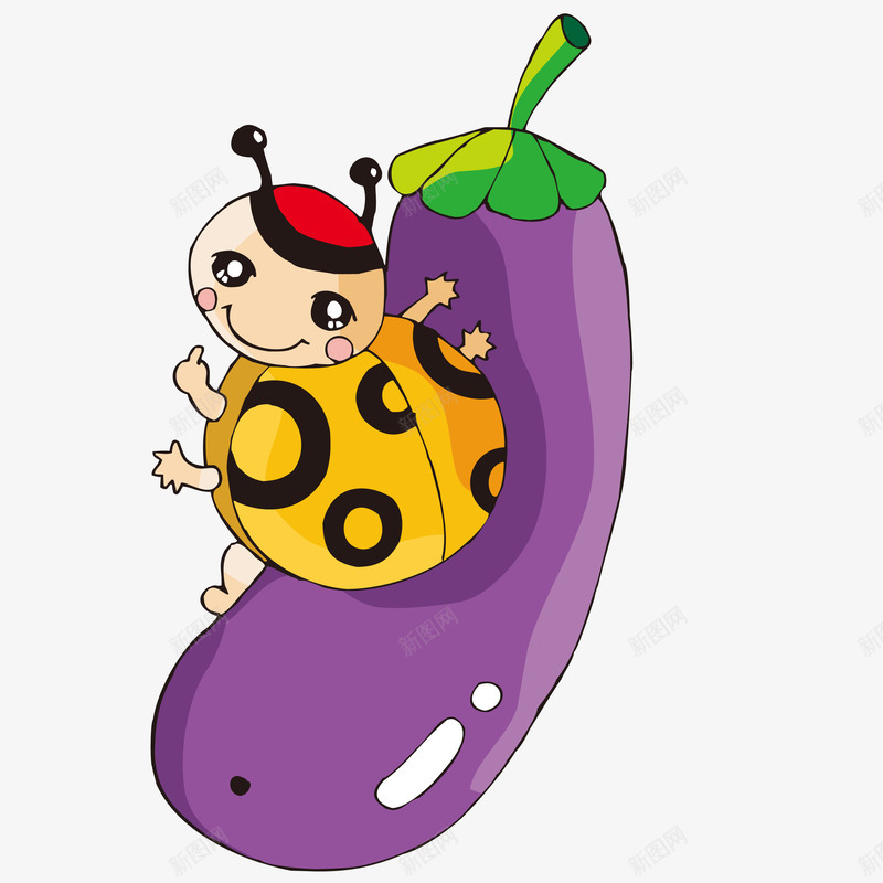 在茄子上的虫子png免抠素材_新图网 https://ixintu.com 昆虫 紫色的茄子 茄子 虫子