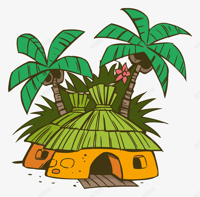 居民屋png免抠素材_新图网 https://ixintu.com 树叶 椰子 热带丛林 绿色 芭蕉