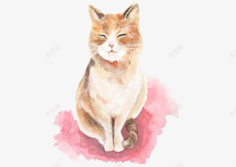 手绘猫咪psd免抠素材_新图网 https://ixintu.com 手绘 梦幻 欢乐谷 猫咪 粉色