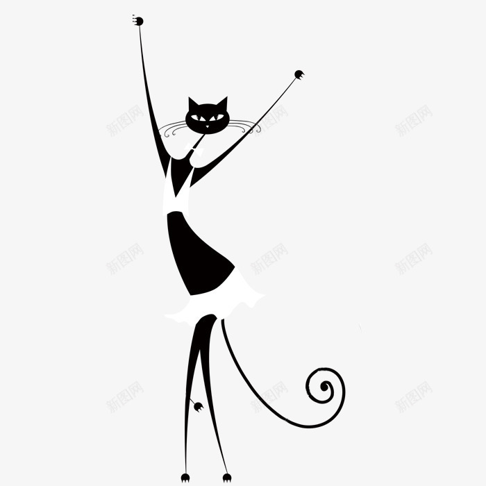 黑色妖娆的猫咪图标png_新图网 https://ixintu.com PNG图形 PNG装饰 手绘 猫咪 装饰 黑色