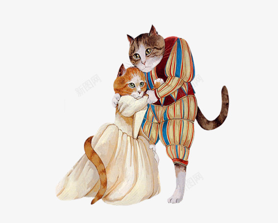 猫咪王子和猫咪公主png免抠素材_新图网 https://ixintu.com 卡通动物 卡通猫 猫 猫公主 猫咪 猫咪拥抱 猫咪跳舞 猫王子 王子和公主