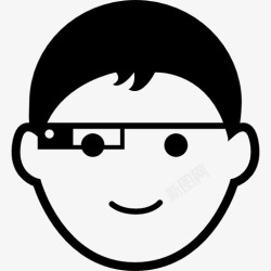 使用谷歌眼镜男孩面对谷歌眼镜图标高清图片