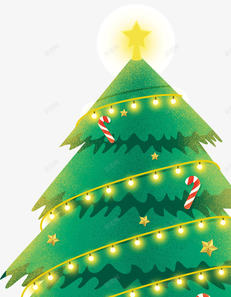 唯美圣诞树psd免抠素材_新图网 https://ixintu.com 免抠图 圣诞树 圣诞装饰 扁平化 矢量图案 黄色小灯泡