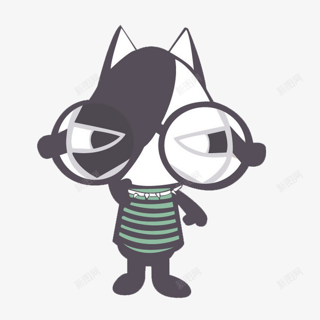 卡通动物png免抠素材_新图网 https://ixintu.com 大眼睛 平扁图形 猫咪星人 眼镜