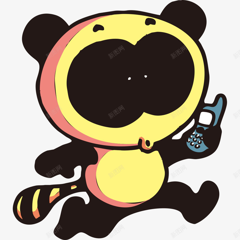 手绘打电话的熊猫png免抠素材_新图网 https://ixintu.com 手机 手绘熊猫 打电话 熊猫