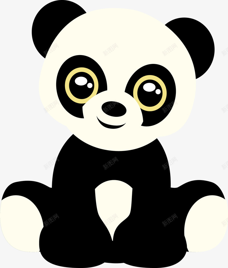 可爱熊猫矢量图ai免抠素材_新图网 https://ixintu.com 动物 熊猫 矢量素材 黑白色调 矢量图