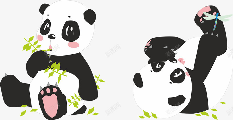吃叶子的熊猫png免抠素材_新图网 https://ixintu.com 可爱的 吃叶子 国家级保护动物 坐着 熊猫 黑白色