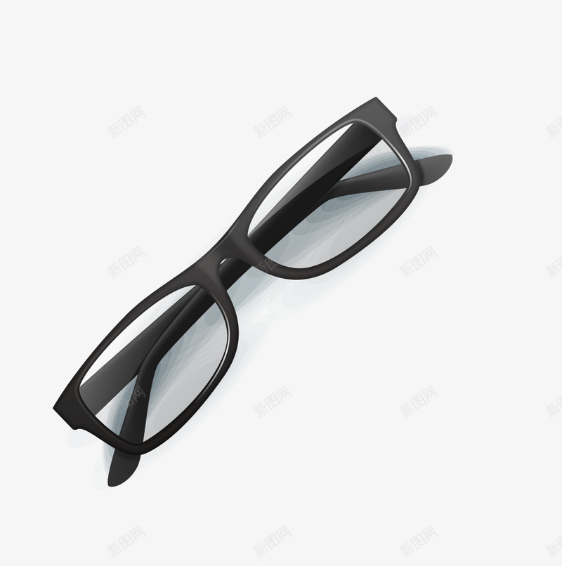黑色边框眼镜png免抠素材_新图网 https://ixintu.com 边框眼镜 近视镜 黑色