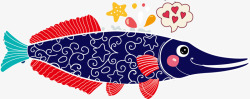 大海剑鱼蓝色卡通剑鱼高清图片