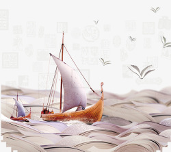 中国风船帆装饰图案素材