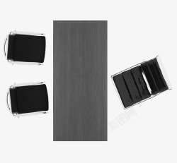 黑色和棕色真皮老板椅彩平图办公室黑色桌椅高清图片