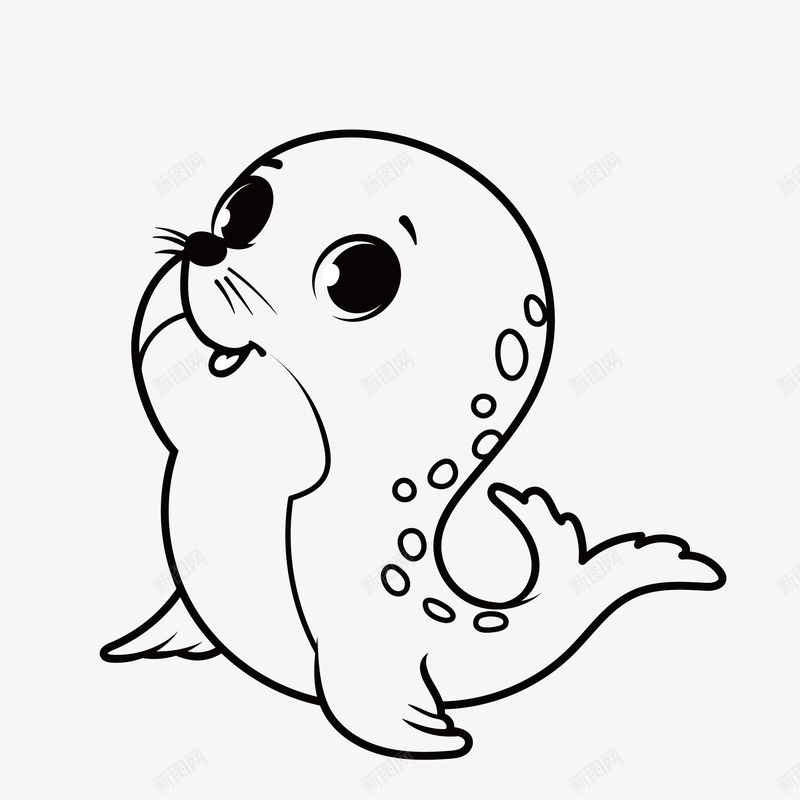 可爱乖巧的素描海狮png免抠素材_新图网 https://ixintu.com 动作 动物 可爱的 大海 尾巴 海狮表演 素描