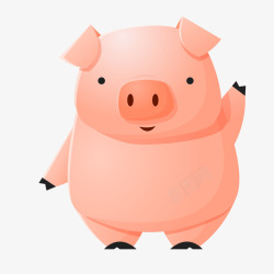 粉色卡通打招呼的小猪矢量图素材