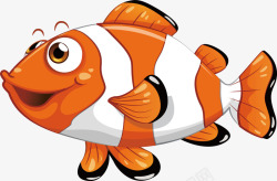 条纹小丑鱼橙色可爱小丑鱼高清图片