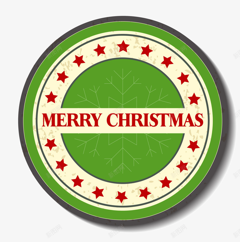 绿色圣诞节徽章png免抠素材_新图网 https://ixintu.com 五角星 勋章 圣诞节 星星图案 绿色徽章 装饰图案