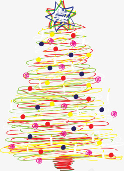手绘彩色圣诞树素材