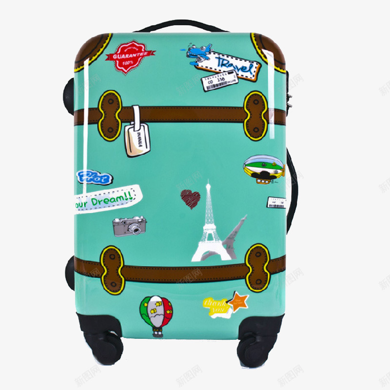 卡通行李箱png免抠素材_新图网 https://ixintu.com 产品实物 旅行箱 漂亮 绿色 贴图款式