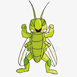 卡通蟋蟀炫耀肌肉的蟋蟀高清图片