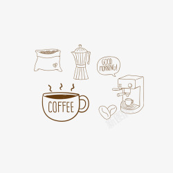 手绘研磨咖啡机手绘线描咖啡器具矢量图高清图片