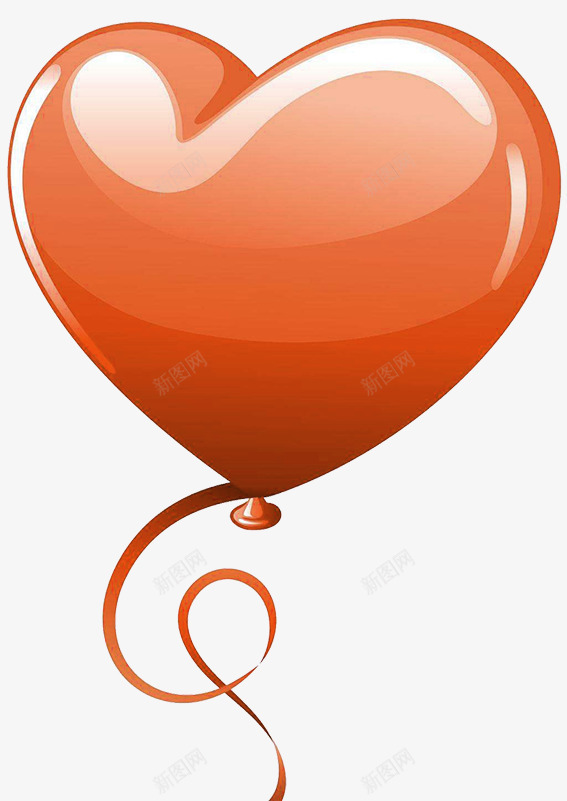 橘色气球png免抠素材_新图网 https://ixintu.com 一只 卡通 手绘 橘色 气球 爱心 简图 装饰 飘带