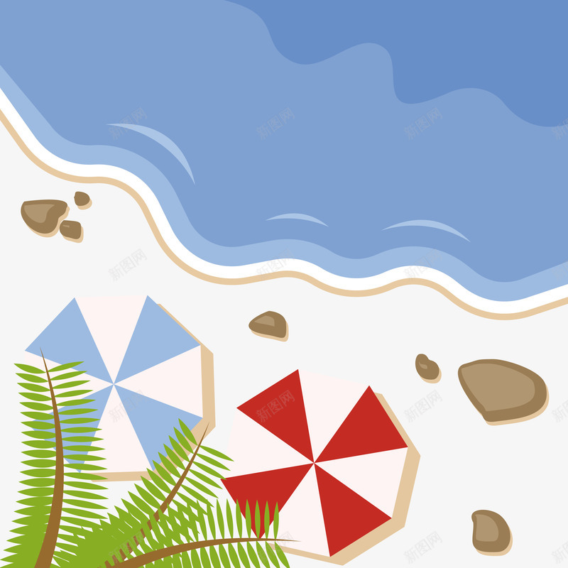 蓝色大海与海边沙滩矢量图eps免抠素材_新图网 https://ixintu.com 大海与沙滩 沙滩 沙滩PNG 矢量大海 矢量沙滩 蓝色大海 矢量图