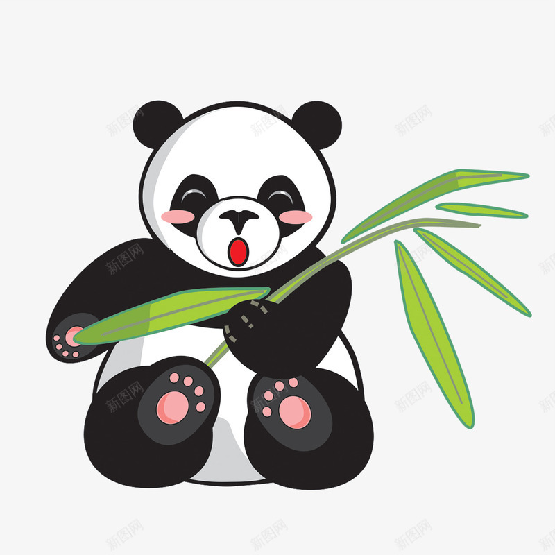 熊猫吃竹叶png免抠素材_新图网 https://ixintu.com 可爱 国宝 熊猫