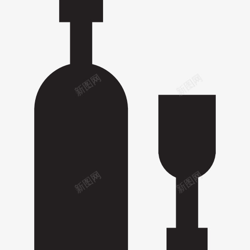 酒瓶和格拉斯图标png_新图网 https://ixintu.com 眼镜 酒类 食品 饮料