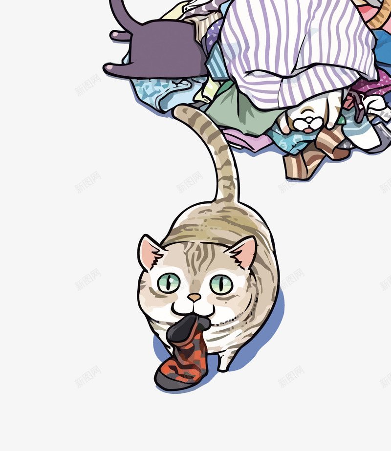 脏衣服和猫png免抠素材_新图网 https://ixintu.com PNG PNG免费下载 PNG图片 卡通 猫咪 脏衣服