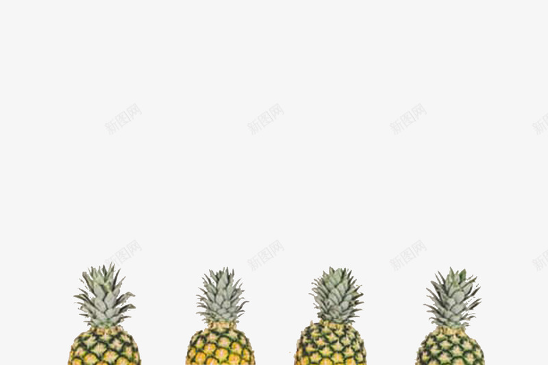 四个菠萝图png免抠素材_新图网 https://ixintu.com 水果 热带水果 绿色 菠萝 黄色