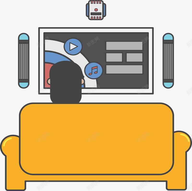 在家客厅看电视的人矢量图ai免抠素材_新图网 https://ixintu.com 在家看电视 客厅 客厅看电视 看电视 看电视的人 矢量png 矢量图