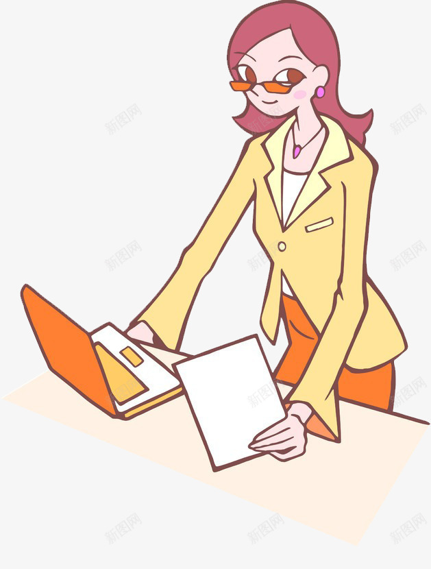 卡通女教师png免抠素材_新图网 https://ixintu.com 卡通 电脑 老师