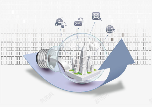灯泡箭头创意png免抠素材_新图网 https://ixintu.com 创意 灯泡 箭头 设计