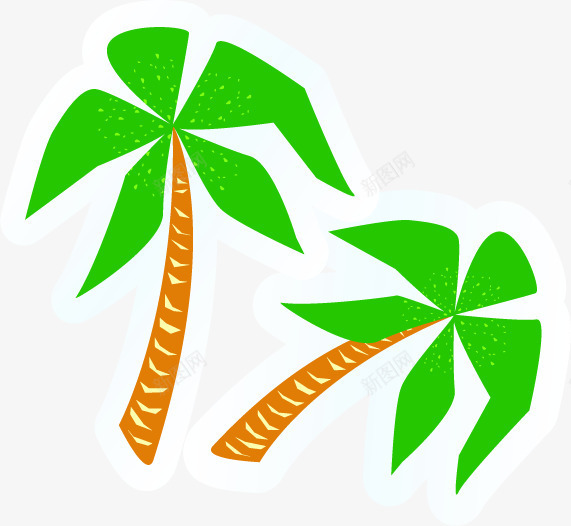 绿色热带椰树卡通png免抠素材_新图网 https://ixintu.com 卡通 椰树 热带 绿色