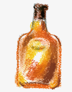 彩绘酒瓶水彩瓶子高清图片