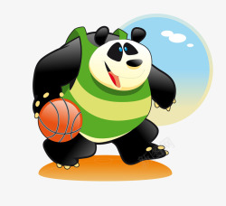 卡通熊猫体育漫画素材