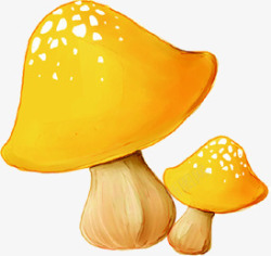 手绘黄色卡通蘑菇造型素材