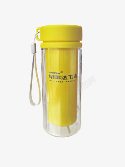 黄色保温杯黄色透明保温水杯高清图片
