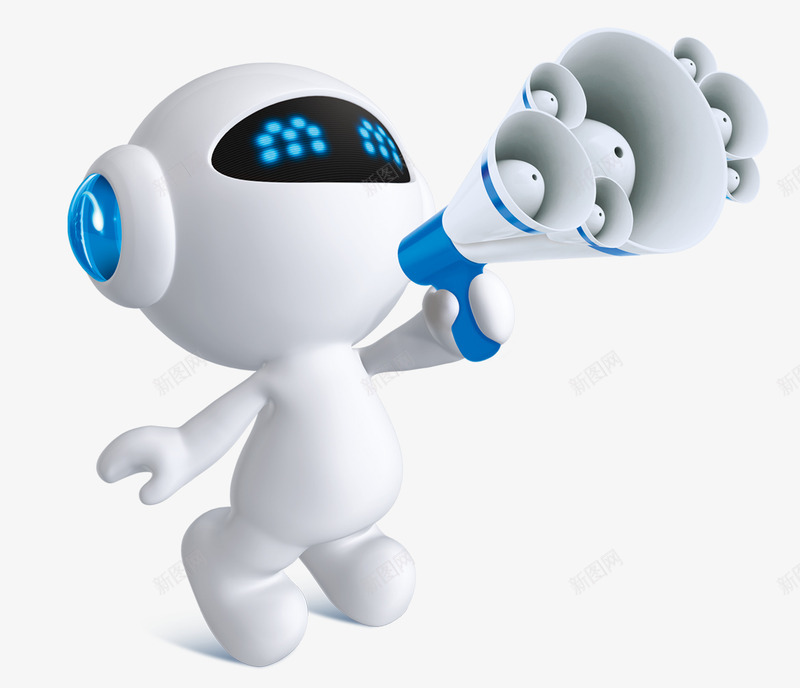 拿喇叭的机器人png免抠素材_新图网 https://ixintu.com 机器人 机器人装饰 矢量机器人 装饰图 装饰画