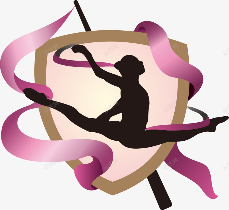 芭蕾舞会徽徽章png免抠素材_新图网 https://ixintu.com 丝带 会徽 彩带 徽章 标签 芭蕾舞 跳舞
