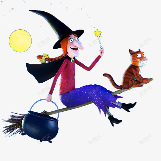 卡通女巫坐在魔法扫帚上png免抠素材_新图网 https://ixintu.com am 万圣节 卡通女巫 女巫 扫帚 插画 漫画 猫咪 童话 锅 魔法 魔法扫帚 魔法棒