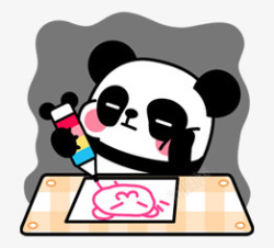 画画的熊猫卡通素材