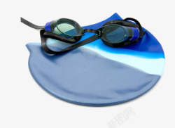水下游泳泳帽和游泳眼镜高清图片