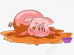 泥巴里的小猪卡通小猪高清图片