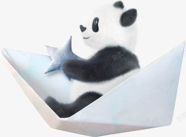 熊猫纸船png免抠素材_新图网 https://ixintu.com png免费素材 星星 熊猫 纸船 黑白熊