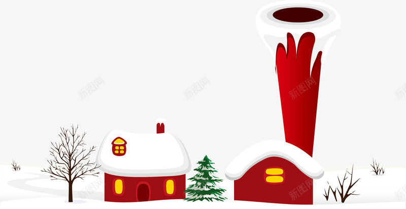屋顶上的雪png免抠素材_新图网 https://ixintu.com 烟囱 雪 雪地 雪屋顶