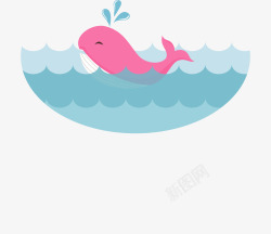 大海里的粉红鲸鱼矢量图素材